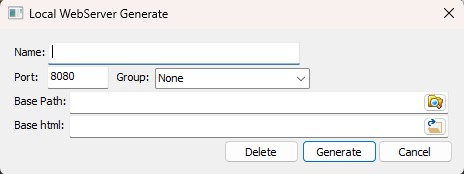 BDWebServer 서버 생성 창